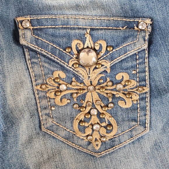 TWENTYONE BLACK STRETCH DISTRESSED EMBELLISHED SKINNY JEANS - Picture 7 of 8